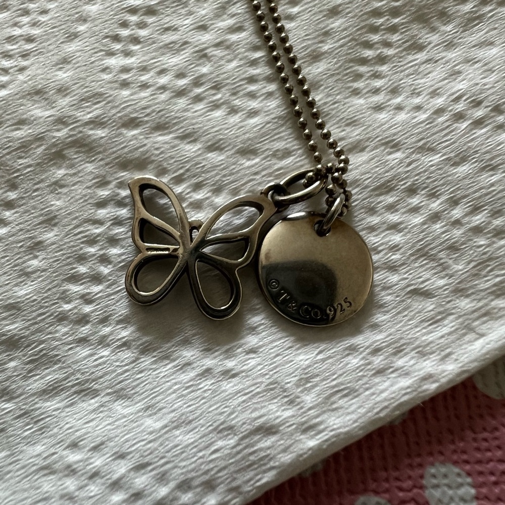 Tiffany & Co Necklace with Butterfly and "A" intial charm
